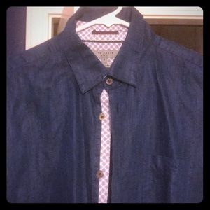 Ted Baker size 5 Blue Linen button down shirt!